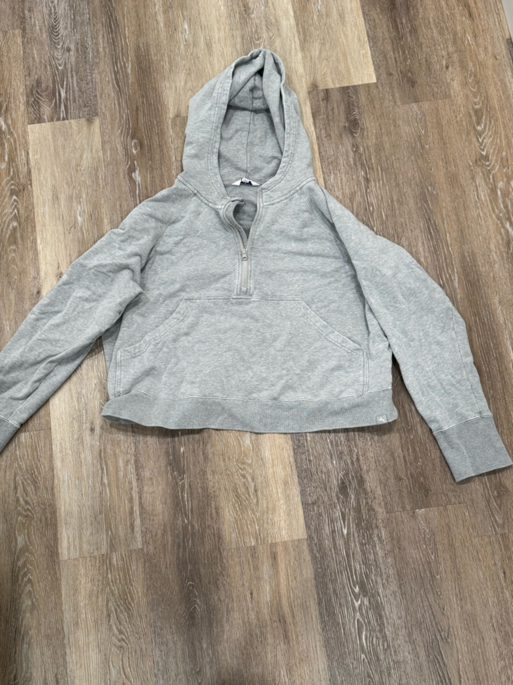 JoyLab Light Gray Half-Zip Hooded Cropped Sweatshirt